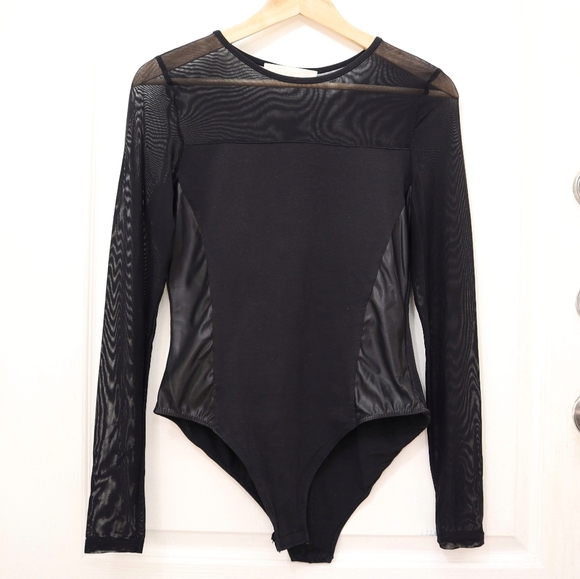 Black leather/mesh leotard - Picture 1 of 3